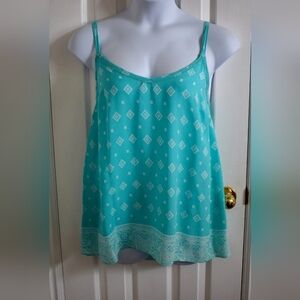 Teal Geometric Patterned Tank Top